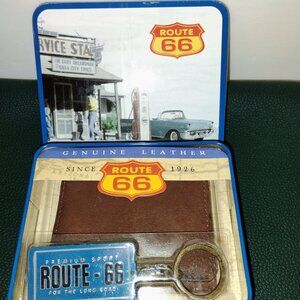 Kmart Route 66 tin with wallet and keychain